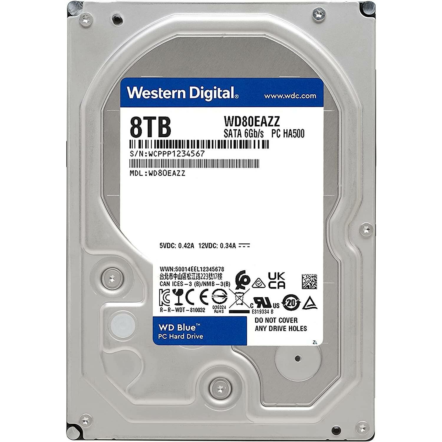Western digital 8TB WD Blue (WD80EAZZ) {Serial ATA III 5640 rpm 128Mb buffer}