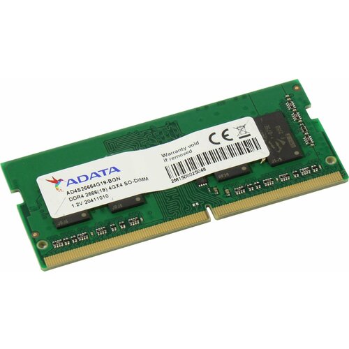 Оперативная память 4Gb DDR4 2666MHz ADATA SO-DIMM AD4S26664G19-BGN OEM 138200₽