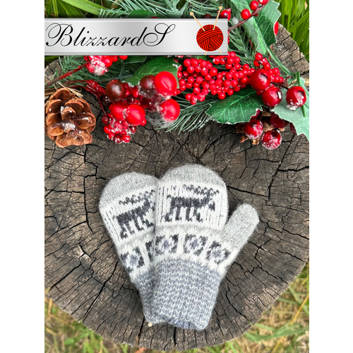 Варежки детские демисезонные, шерсть, размер 11, серый, серебряный