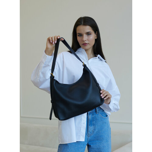 фото Сумка хобо jane's story, фактура зернистая, черный