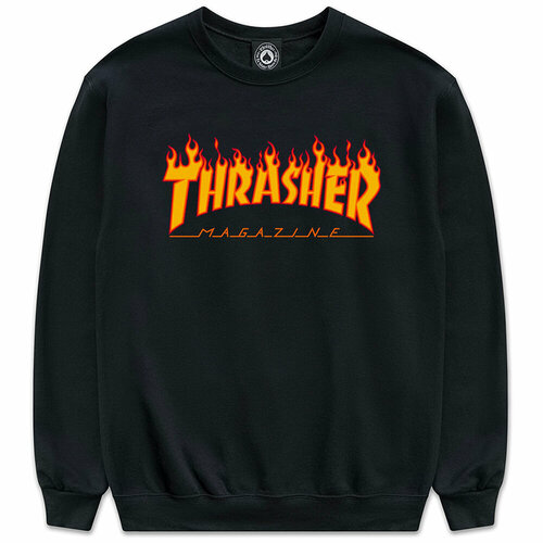 Толстовка THRASHER, силуэт прямой, средней длины, размер L, черный