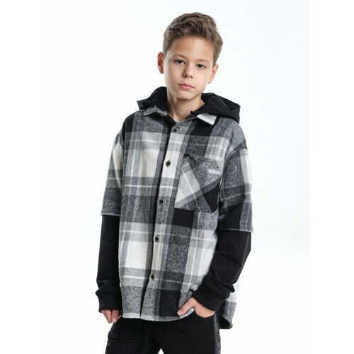 фото Рубашка mini maxi, размер 134, черный, белый