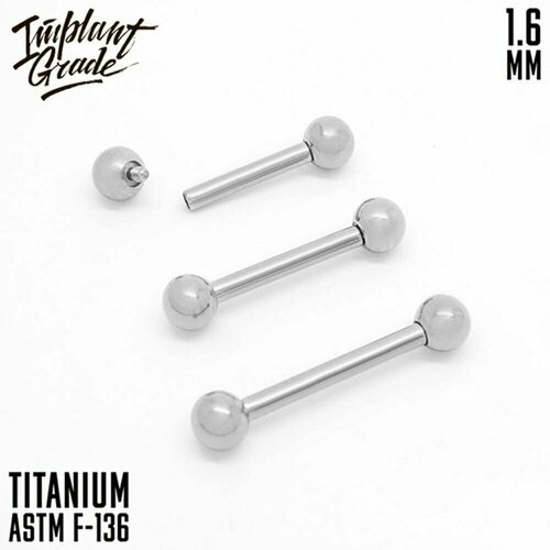 Пирсинг в нос Implant Grade, размер 16 мм, длина стержня 16 мм, 1 шт., серебристый