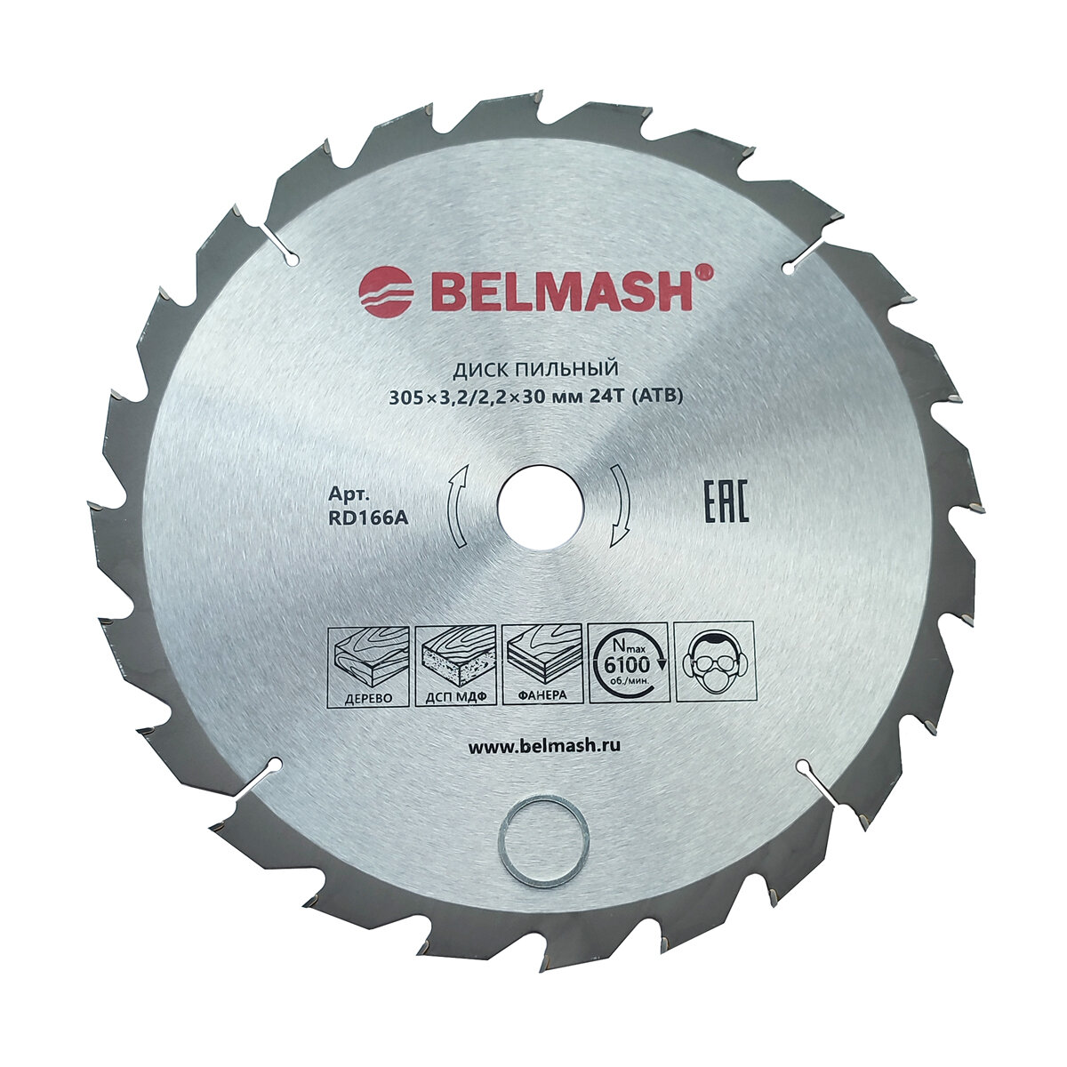 Диск пильный BELMASH 305x3,2/2,2x30 24T, RD166A