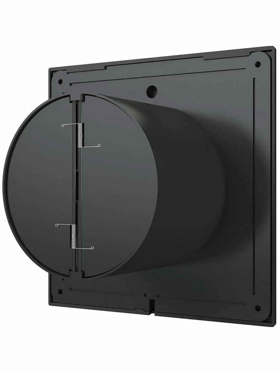 Вентилятор вытяжной 100 мм с обратным клапаном SLIM 4C Matt Black, 8 Вт, черный матовый, на кухню, в ванную, DiCiTi — фото 1
