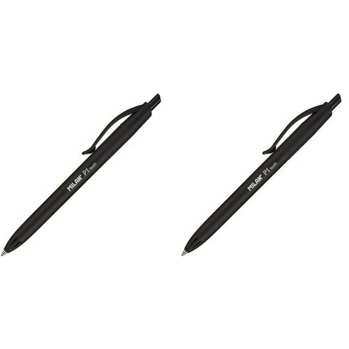 Milan Ручка шариковая автоматическая P1 Touch, 1,0 мм, черная, 2 уп.