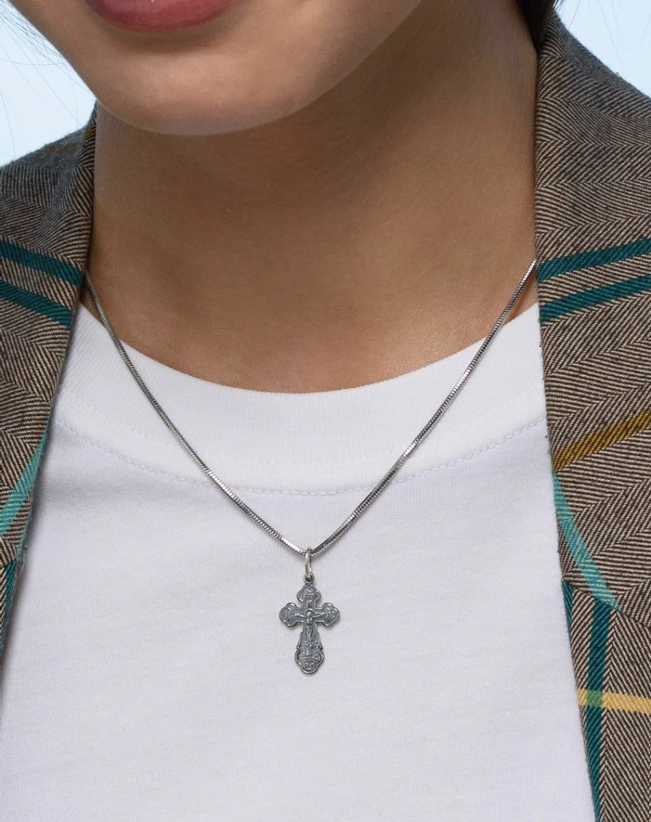 Крестик Argentum, серебро, 925 проба, родирование, размер 2.5 см., серебристый