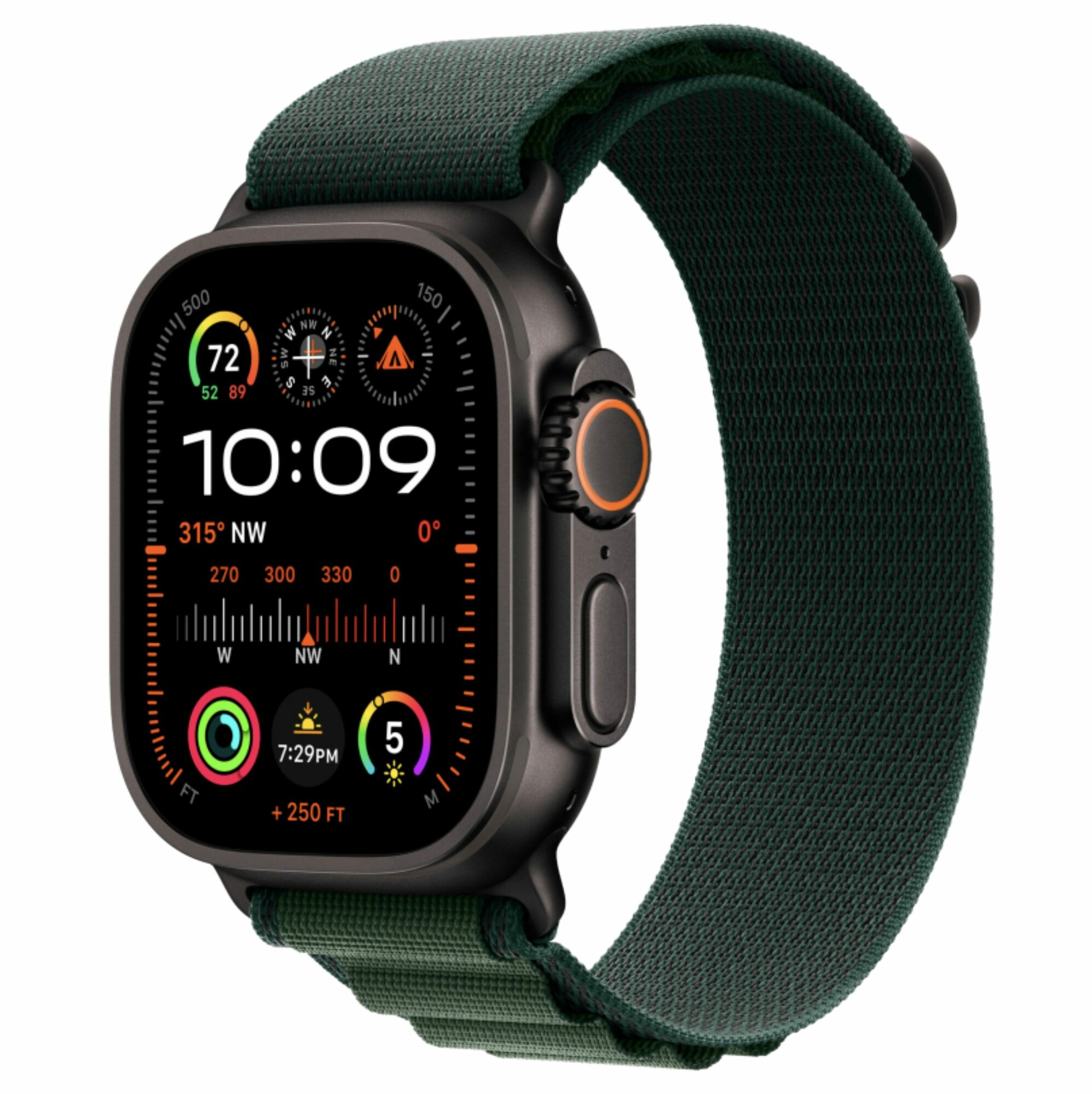 Смарт-часы Apple Watch Ultra 2 2024 GPS + Cellular 49mm Black Titanium/Чёрный, ремешок Dark Green Alpine Loop - L