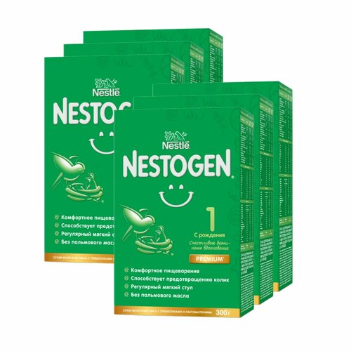 фото Молочная смесь nestle nestogen premium 1, с рождения, для регулярного мягкого стула, 300 г 6 упаковок nestogen (nestlé)
