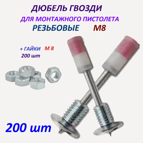 Изображение товара Гвозди для монтажного пистолета (пневмопистолета), Резьбовые М8. (200 шт)
