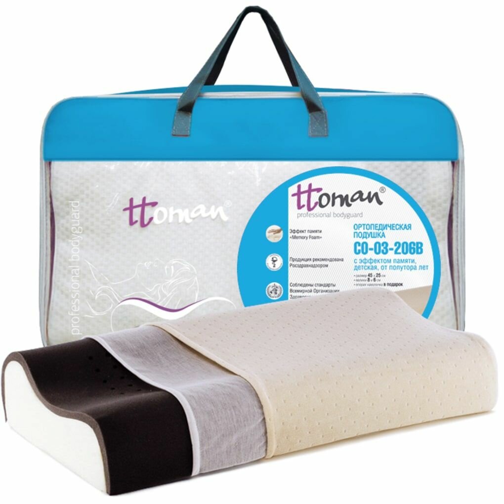 Подушка двухслойная (карбоновый слой с ионами серебра) детская CO-03-206B