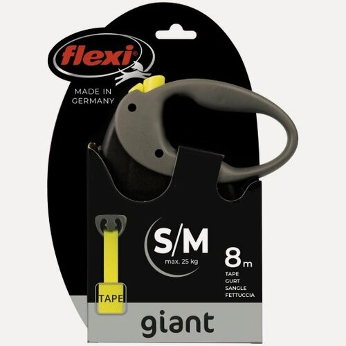 Изображение товара Поводок-рулетка Flexi Giant Neon M, 8 м, 25 кг, светоотражающий