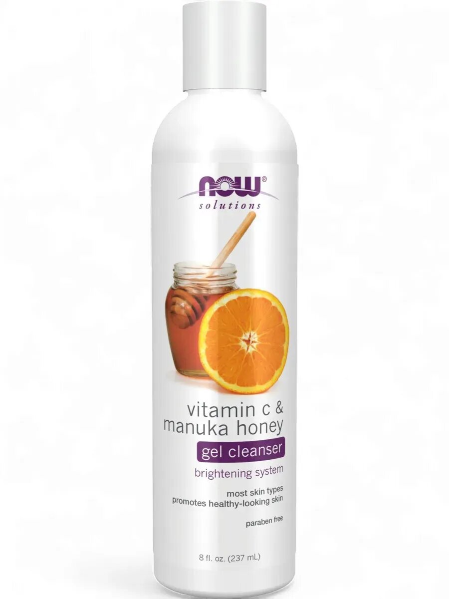 Очищающий гель для умывания NOW Solutions Vitamin C & Manuka Honey, осветляющий, 237 мл