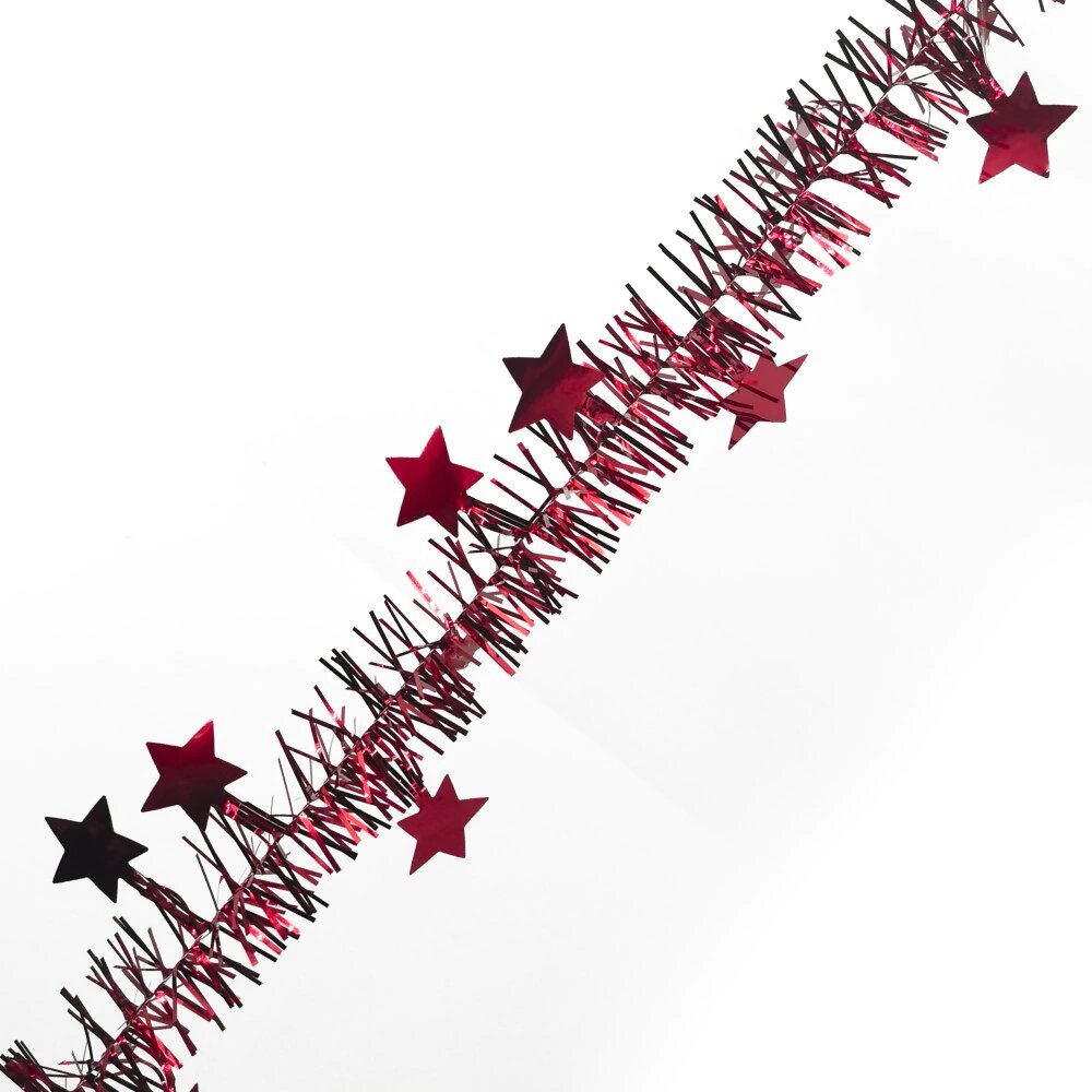 Мишура 5х200 см со звездочками красная
