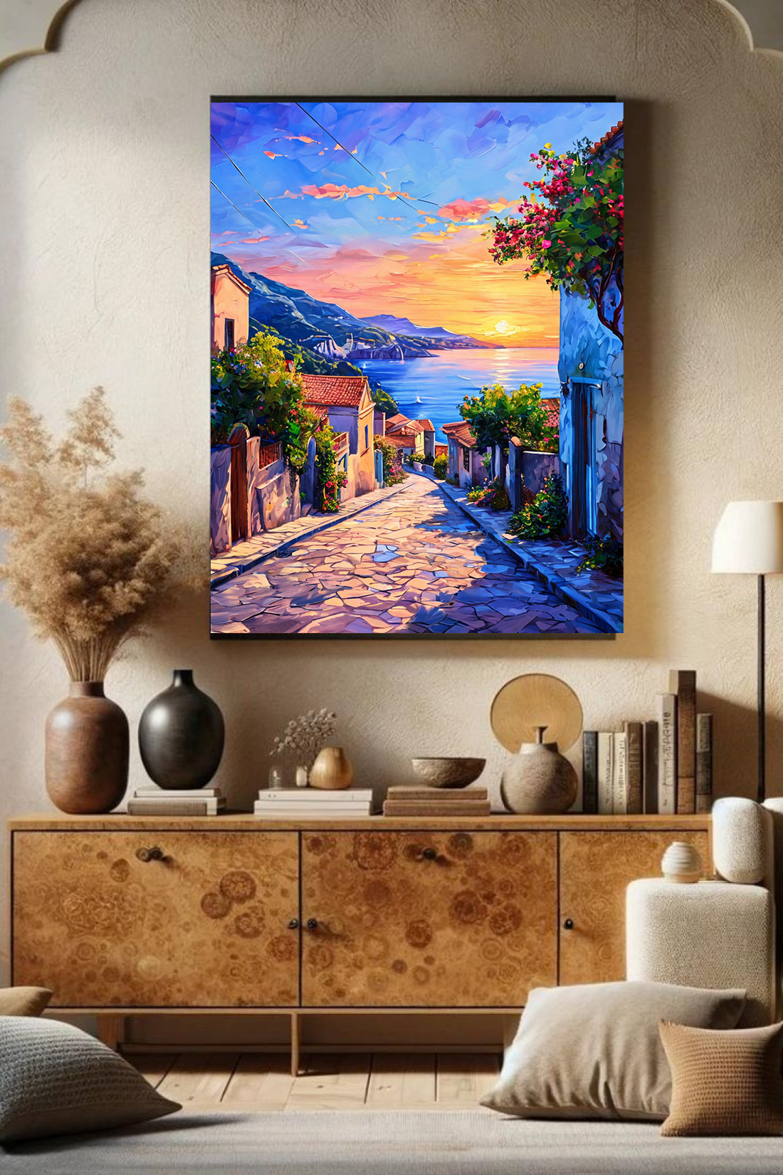 Картина на стену для интерьера "Закат над морем" 40х50 см, холст на подрамнике, ArtInter