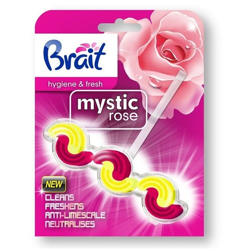 Brait Hygiene  & Fresh Mystic Rose Подвесной дезинфецирующий блок для унитаза двухфазный Роза, 45 гр