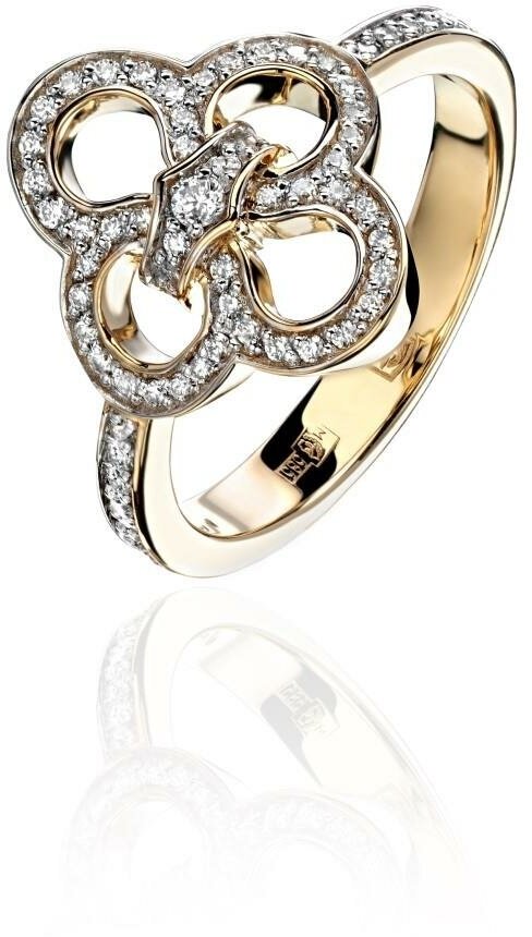 Кольцо Эстет, желтое золото, 585 проба, бриллиант, размер 15