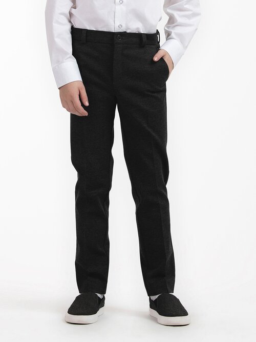 Школьные брюки SMENA, классический стиль, карманы, размер 140/68, черный