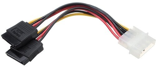 Переходник питания Cablexpert CC-SATA-PSY-0.3M Molex штекер на 2 SATA гнезда - кабель 30 см