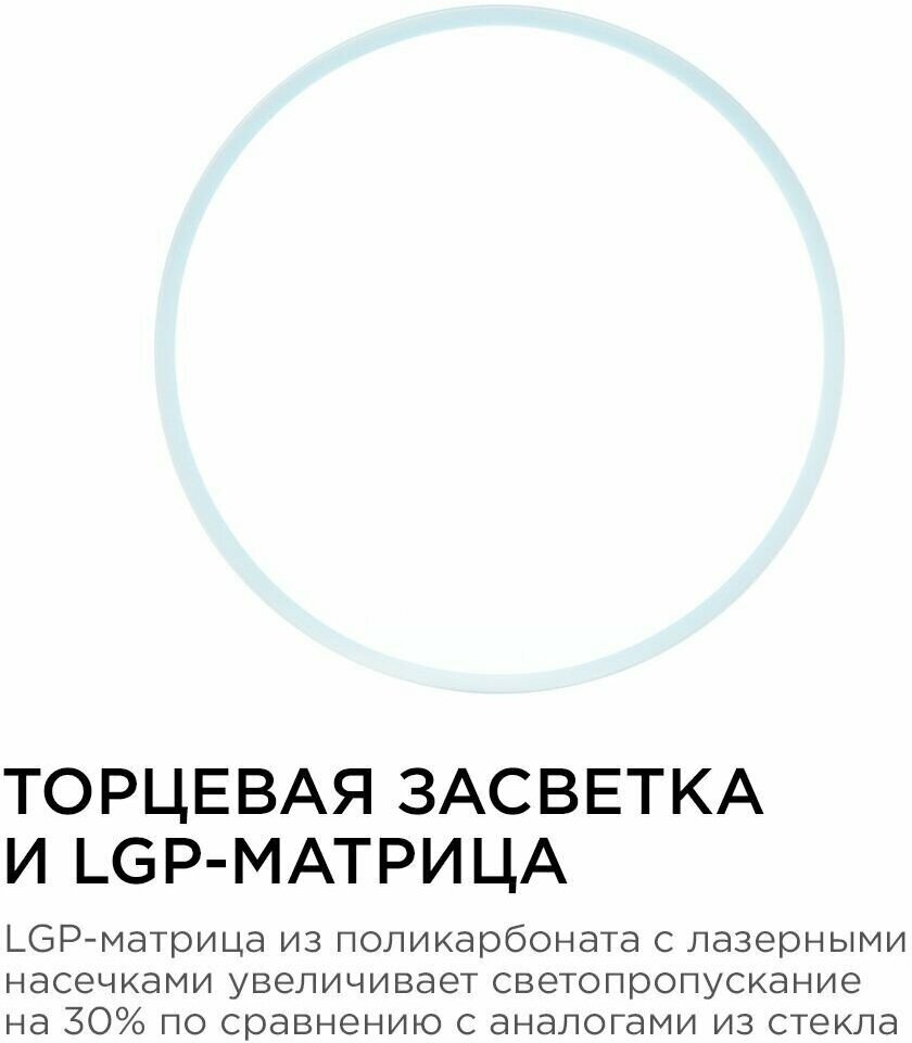 Светодиодный светильник-панель в форме круга / Накладная светодиодная круглая панель с изолированным драйвером / Встраиваемое LED освещение для внутренних помещений / PF 0.9 / 24Вт / ХБ 6500К / 1920Лм - фотография № 3