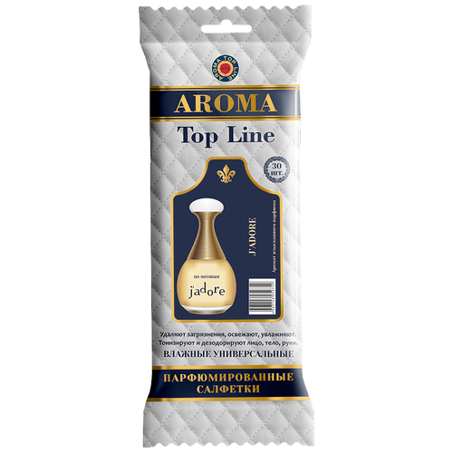 AROMA TOP LINE Влажные салфетки универсальные парфюмированные J`adore Dior №6, 30 шт. салфетки влажные expert для пластика 30 шт