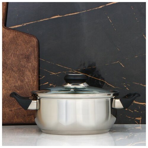 Кастрюля, 1,9 л, d=18 см, стеклянная крышка