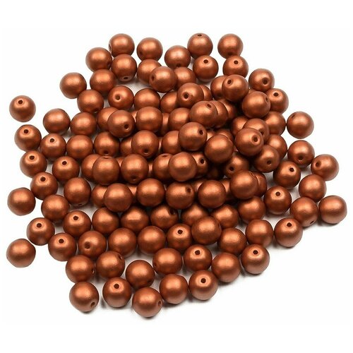 Стеклянные чешские бусины, круглые, Round Beads, 6 мм, цвет Alabaster Metallic Bronze, 125 шт.
