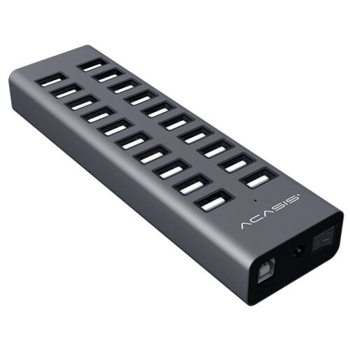 Хаб Acasis USB 20 HUB Multifunction Advended 12V 75A H037 20 портов серый 1191300₽