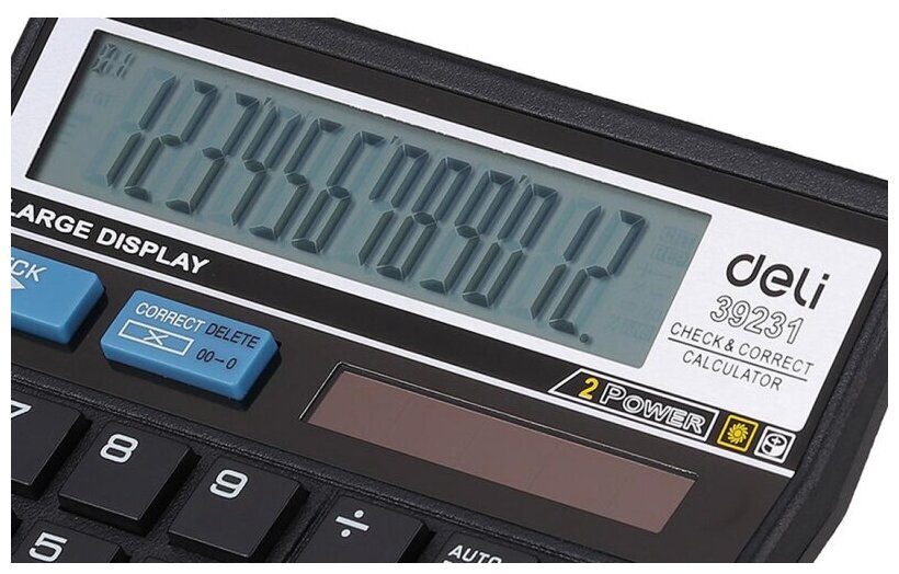 Калькулятор настольный Deli E39231 черный - фото №3