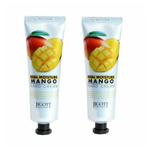 фото Jigott набор увлажняющий крем для рук с экстрактом манго real moisture mango hand cream, 100 мл х 2 шт