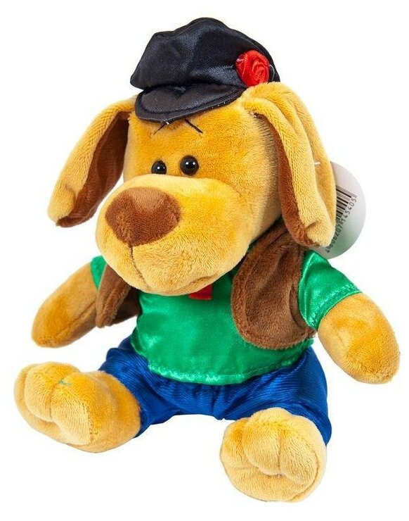 Мягкая игрушка Teddy Собака в кепке, 15 см - фото №1