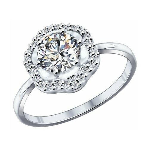 фото Серебряное кольцо sokolov 94011745 с фианитом, размер 17 diamant-online