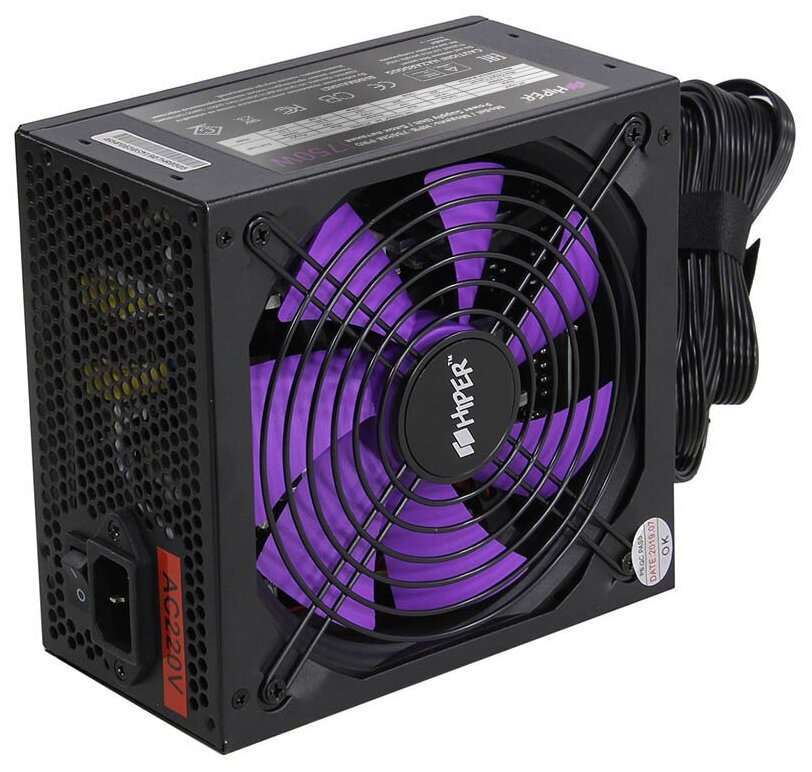 Блок питания Hiper (hpb-750sm-pro) 750W ATX Black (24+2x4+3x6/8пин) Cable Management .