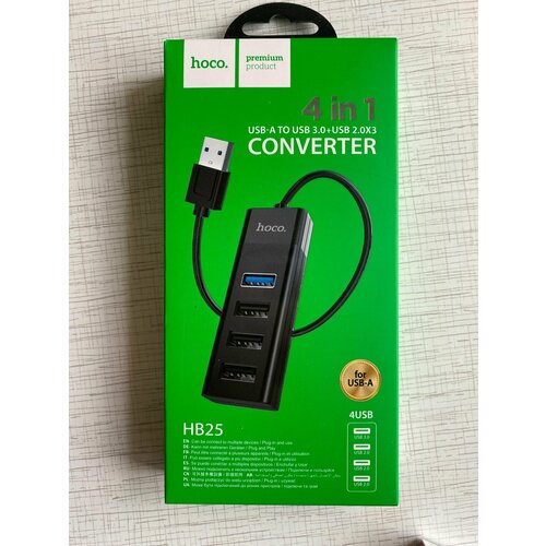Хаб USB to 4xUSB hoco HB25 4в1 USB30 USB20x3 59900₽