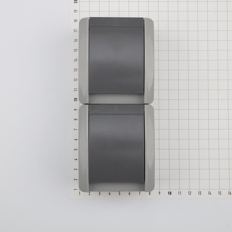 KR-78-0616 Kranz Блок вертикальный 2 розетки (керамика) INDUSTRIAL IP54 с заземлением, о/у, серый - фото №11