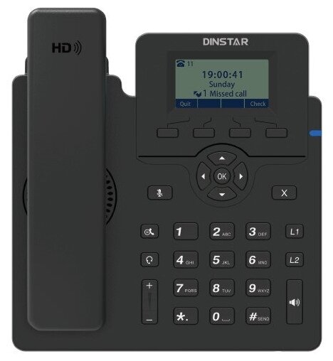 IP-телефон Dinstar C60S, 2 SIP аккаунта, монохромный дисплей 2,3 дюйма, конференция на 5 абонентов, поддержка EHS.