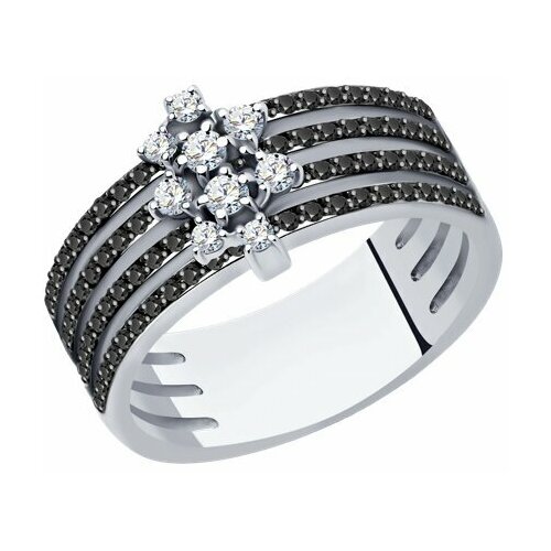 Кольцо Diamant online, белое золото, 585 проба, бриллиант, размер 18, черный