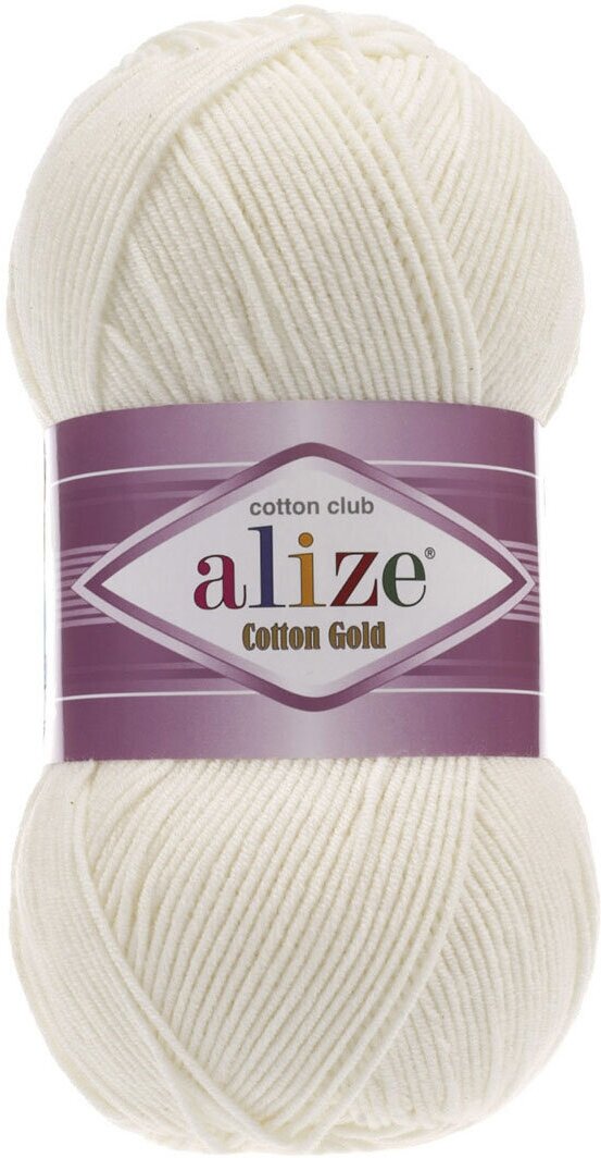 Пряжа для вязания ALIZE 'Cotton gold', 100г, 330м (55% хлопок, 45% акрил), ТУ (62 молочный), 5 мотков