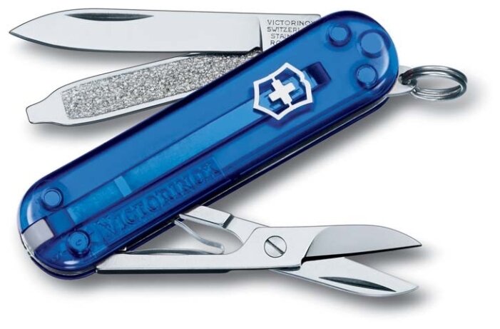 Victorinox Нож-брелок Classic SwissLite, 58 мм, 7 функ, синий полупрозрачный 0.6228. T2, 0.6228. T2