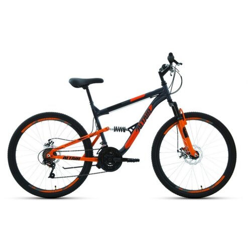 фото Велосипед altair mtb fs 26 2.0 disc (26" 18 ск. рост 16") 2020-2021, темно-серый/оранжевый, rbkt1f16e015
