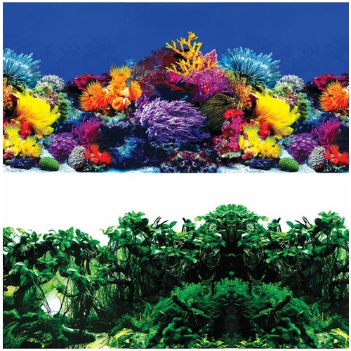 Фон Laguna Aqua для аквариума двухсторонний 50х100 см Обитатели рифа/Джунгли