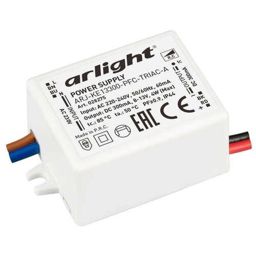 Arlight Блок питания ARJ-KE13300-PFC-TRIAC-A (4W, 300mA) (IP44 Пластик, 5 лет) 028275 (10 шт.)