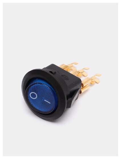 Выключатель клавишный круглый 12V 20А (3с) ON-OFF синий с подсветкой (комплект с клеммами и термоусадкой) - фотография № 7