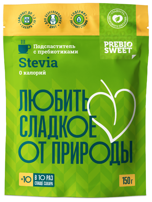 Подсластитель PrebioЫweet Stevia Столовый 150г PrebioSweet - фото №1