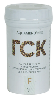 AQUAMENU ГСК-F 250 мл - ежедневный хлопьевидный корм с гречневой мукой и спирулиной. NEW кг, 2962 (1 шт) - фотография № 3