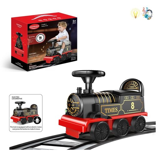 Большая игрушка детская железная дорога с каталкой поездом 47,5 х 21,5 х 34 см на аккумуляторе для малышей