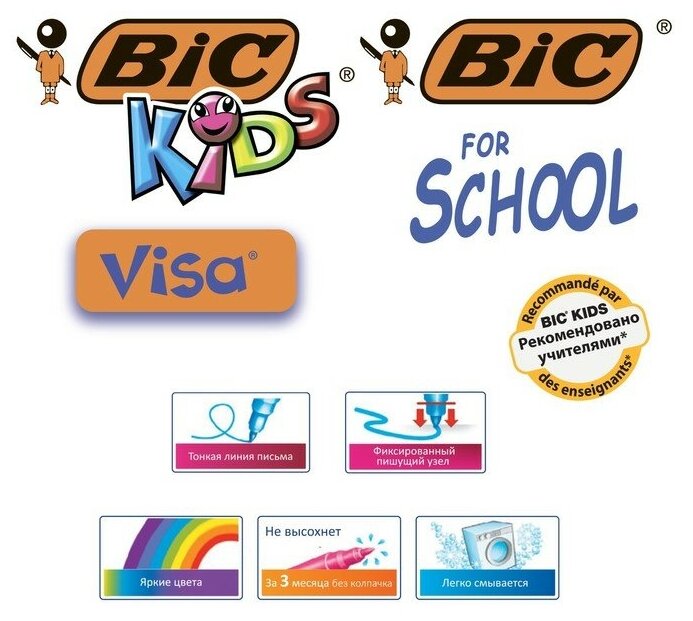 Фломастеры BIC Kids Visa, 12 шт. (888695) - фото №6