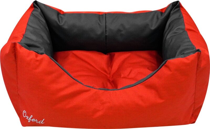 Лежак для собак и кошек ZOOexpress Oxford №3, 55х40х23 см, красный/серый