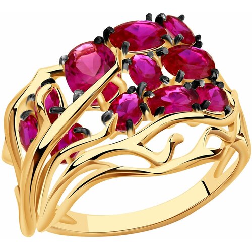 Кольцо Diamant online, золото, 585 проба, корунд, размер 19.5, красный