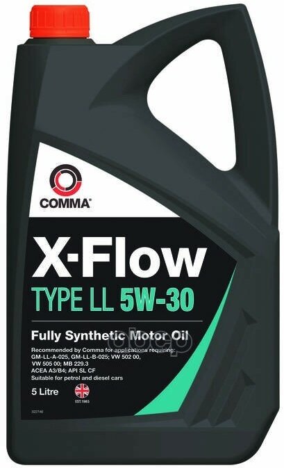 COMMA Comma 5W30 X-Flow Type Ll (5L)_Масло Мот! Синт A3/B4, Api Sl/Cf, Gm-Ll-B-025, Mb 229.3, Vw 502/505.00